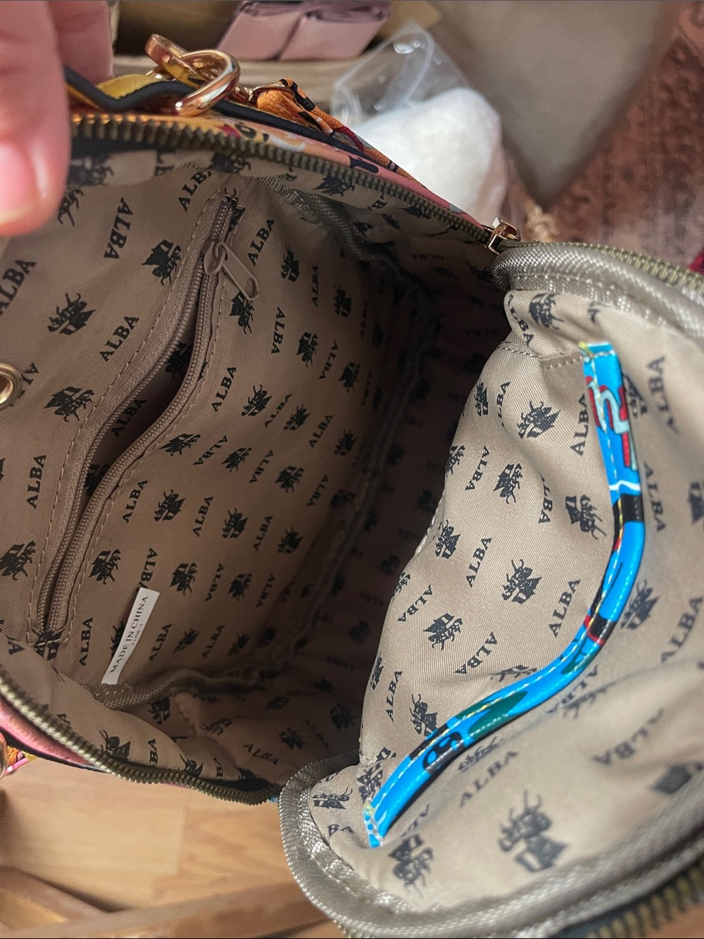 Alba Multicolor Graffiti Mini Backpack with Rhinestone Bee - Picture 4 of 7